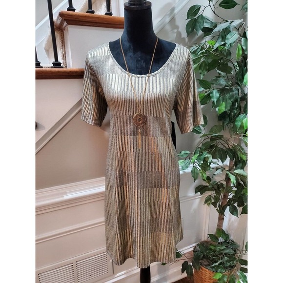 Espresso Women's Beige Polyester Round Neck Half Sleeve Knee Length Dress Size L - Picture 1 of 11